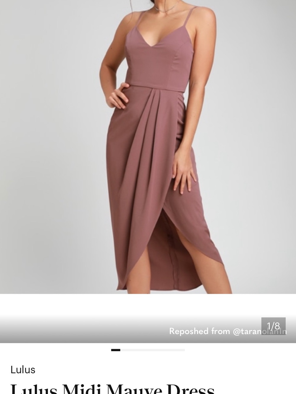 Lulu's Dusty Mauve Spaghetti-Strap Midi Dress